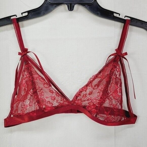 * Avidlove small bra garter set floral lace sexy set bow detail burgendy c… - Picture 4 of 11